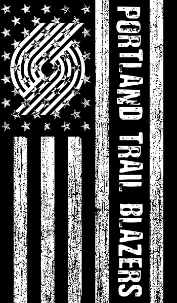 Portland Trail Blazers Black And White American Flag logo iron on paper